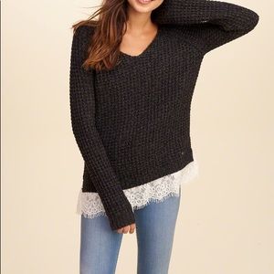 Hollister Lace Hem Pullover Sweater